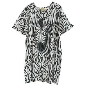 Jungle Joe's Sleep Safari 90s Zebra Casual T-Shirt Dress size X-Large
